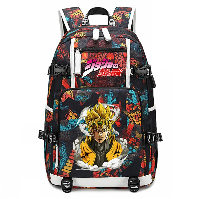 Jojo Bizarre Adventure Anime Sac à dos pour jeunes, cartable étudiant, sac de voyage grande capacité, cadeau de rentrée scolaire pour enfants