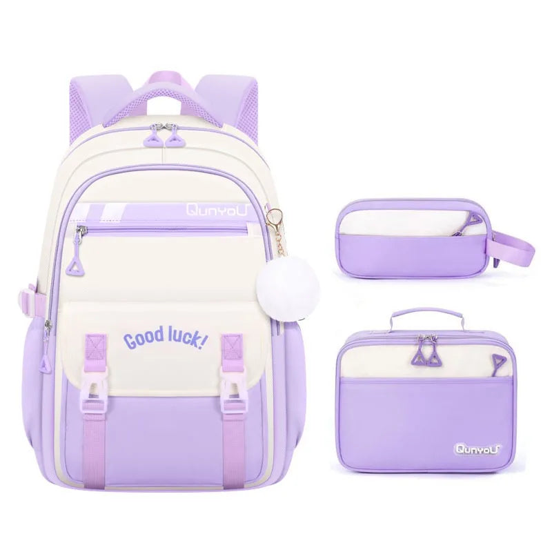 Sac à dos pour les filles avec boîte à déjeuner porte-crayon ensemble primaire
