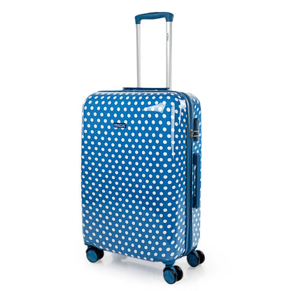 Valise de voyage modèle Stars pour jeune enfant, fille, 4 roues, polycarbonate moyen bleu