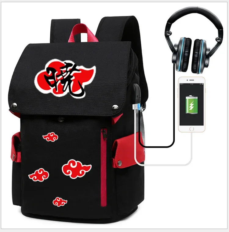 Nauto Anime Sac à dos d'école de grande capacité, sac à dos de sport, épaule à fermeture éclair éclaircissante, sac d'extérieur, accessoires de mode manga