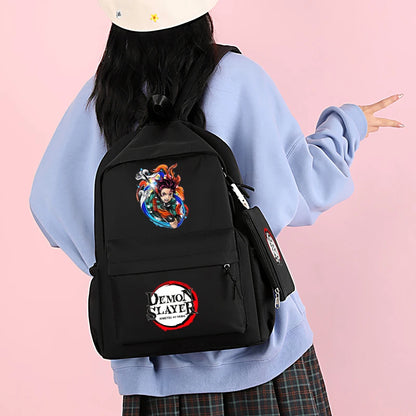 Anime Demon Slayer Backpack with Lunch Bag for Boys and Girls