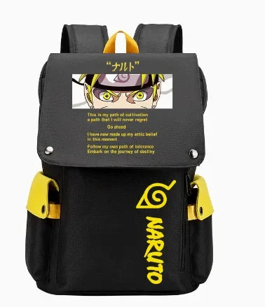 Nauto Anime Sac à dos d'école de grande capacité, sac à dos de sport, épaule à fermeture éclair éclaircissante, sac d'extérieur, accessoires de mode manga