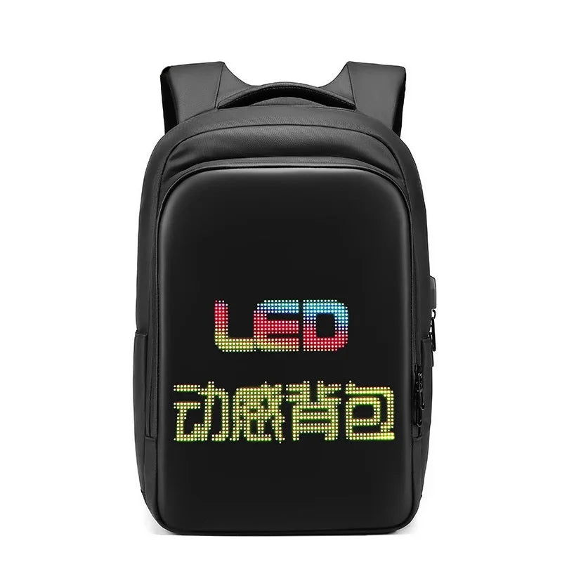 Sac à dos pour ordinateur portable avec écran LED pour homme et femme, sac à dos scolaire intelligent bricolage, voyage d'affaires, 15.6 pouces