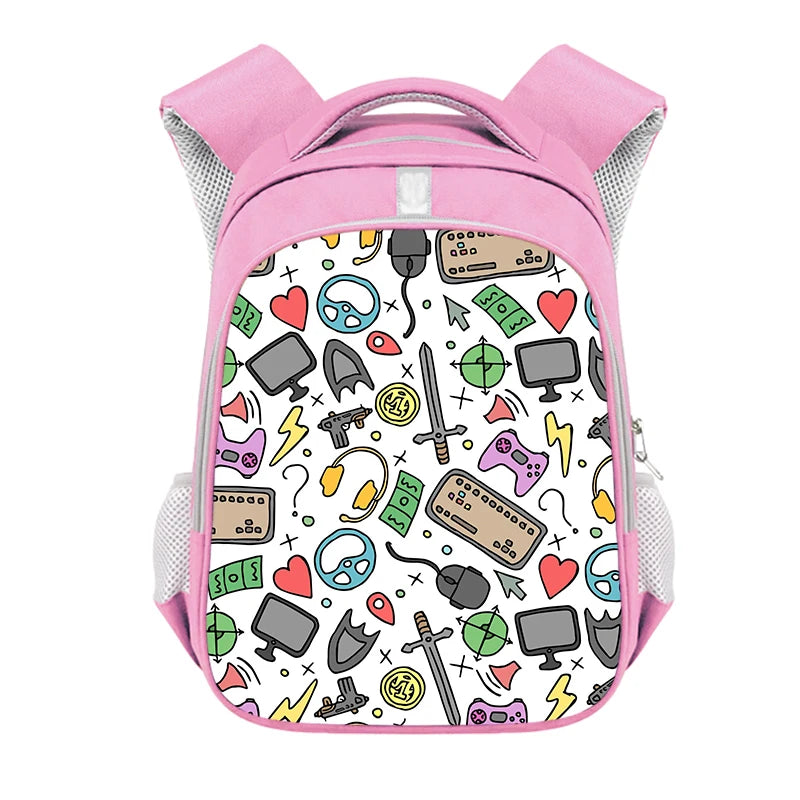 Sac à dos imprimé manettes de jeu drôles, contrôleur de jeu vidéo, sac d'école pour adolescents, sac à dos pour ordinateur portable Gamer, sacs de livre pour enfants, cadeau