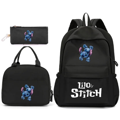 Sac à dos Lilo Stitch avec sac à lunch pour femmes et adolescents, sacs d'école pour étudiants, sac de voyage à la mode, ensembles pour adolescents, 3 pièces