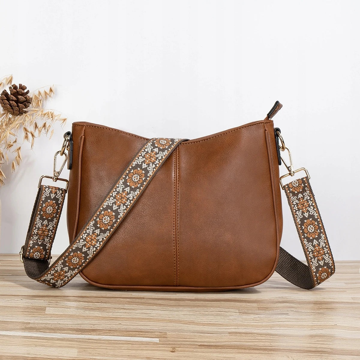 Sac à main marron pour femme en cuir écologique