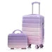 Valise à roulettes bicolore et sac de maquillage 14 pouces