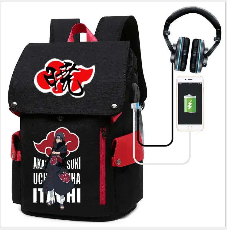 Nauto Anime Sac à dos d'école de grande capacité, sac à dos de sport, épaule à fermeture éclair éclaircissante, sac d'extérieur, accessoires de mode manga