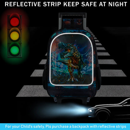 Sac à dos roulant 3 pièces dinosaure pour enfants