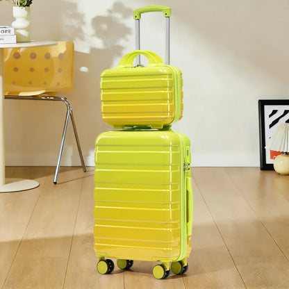 Valise à roulettes bicolore et sac de maquillage 14 pouces