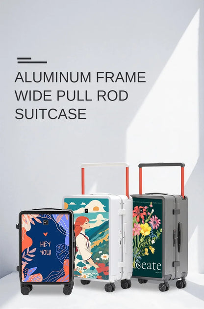 Valises de voyage à roulettes pour filles, cadre en aluminium