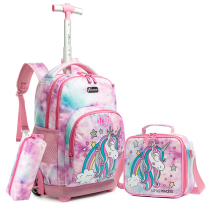 Cartable à roulettes licorne