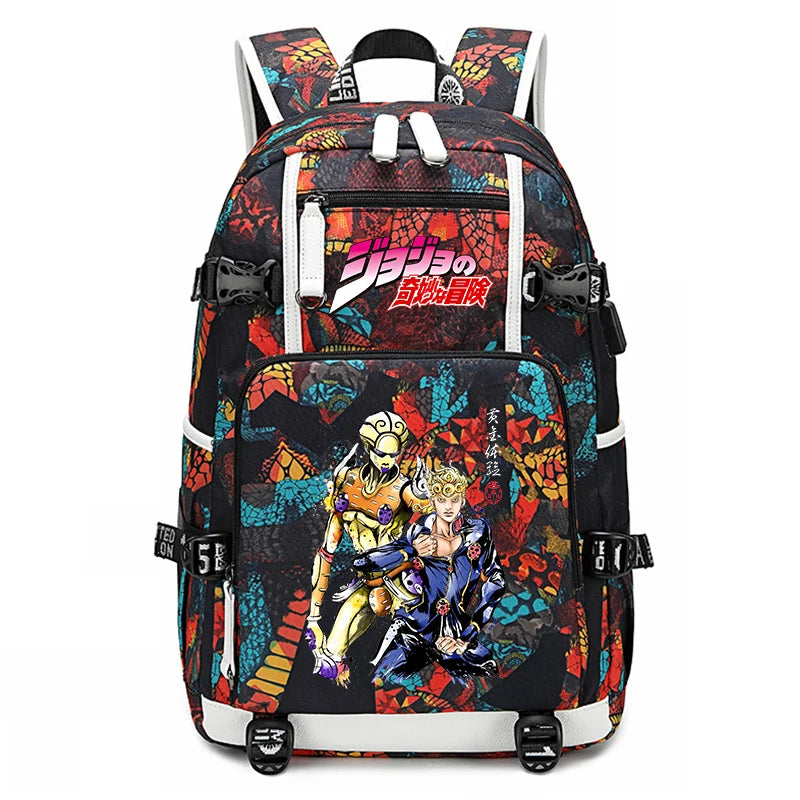 Jojo Bizarre Adventure Anime Sac à dos pour jeunes, cartable étudiant, sac de voyage grande capacité, cadeau de rentrée scolaire pour enfants