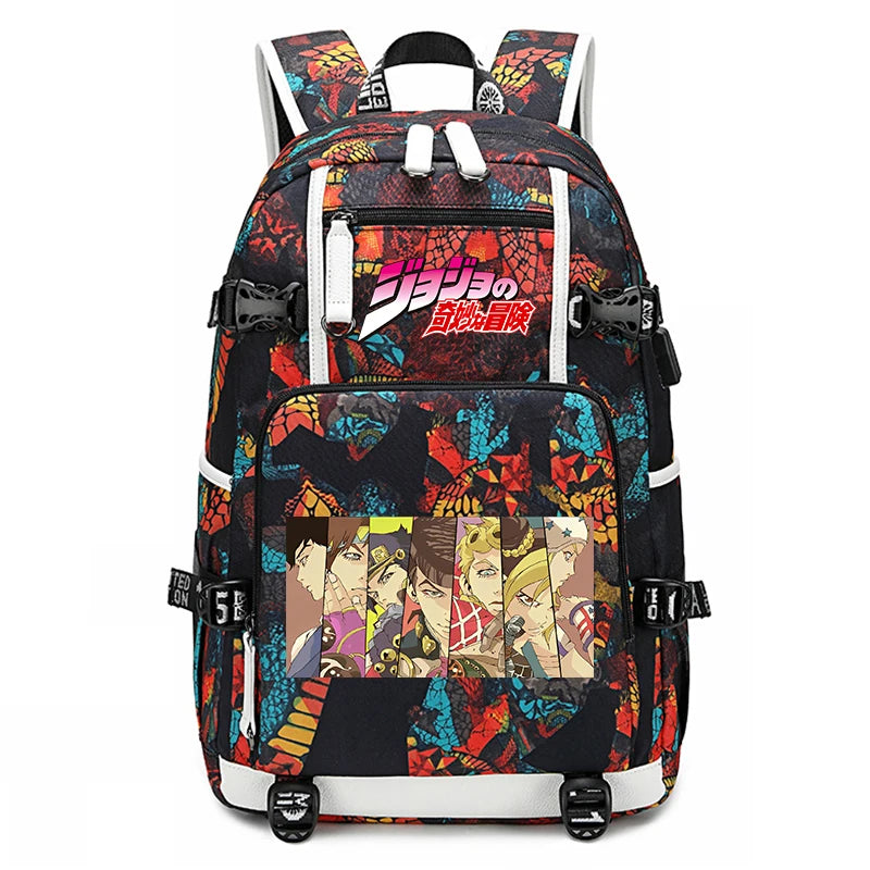 Jojo Bizarre Adventure Anime Sac à dos pour jeunes, cartable étudiant, sac de voyage grande capacité, cadeau de rentrée scolaire pour enfants