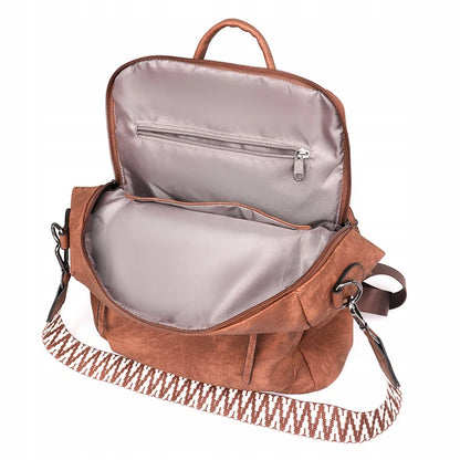 Sac à dos convertible 2 en 1 en cuir marron caramel avec bandoulière