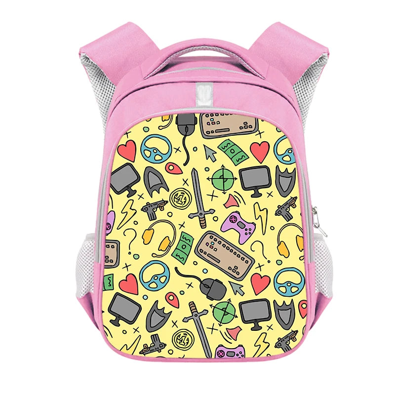 Sac à dos imprimé manettes de jeu drôles, contrôleur de jeu vidéo, sac d'école pour adolescents, sac à dos pour ordinateur portable Gamer, sacs de livre pour enfants, cadeau