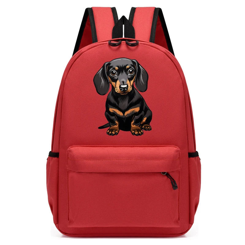 Sac à dos graphique de chien de teckel de dessin animé pour enfants, cartable d'étudiant de la maternelle, sac à dos pour enfants, mode, garçons, filles