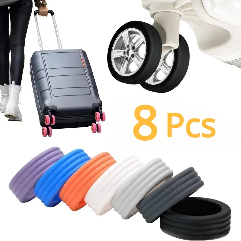 Silicone wheel protector for luggage and suitcases