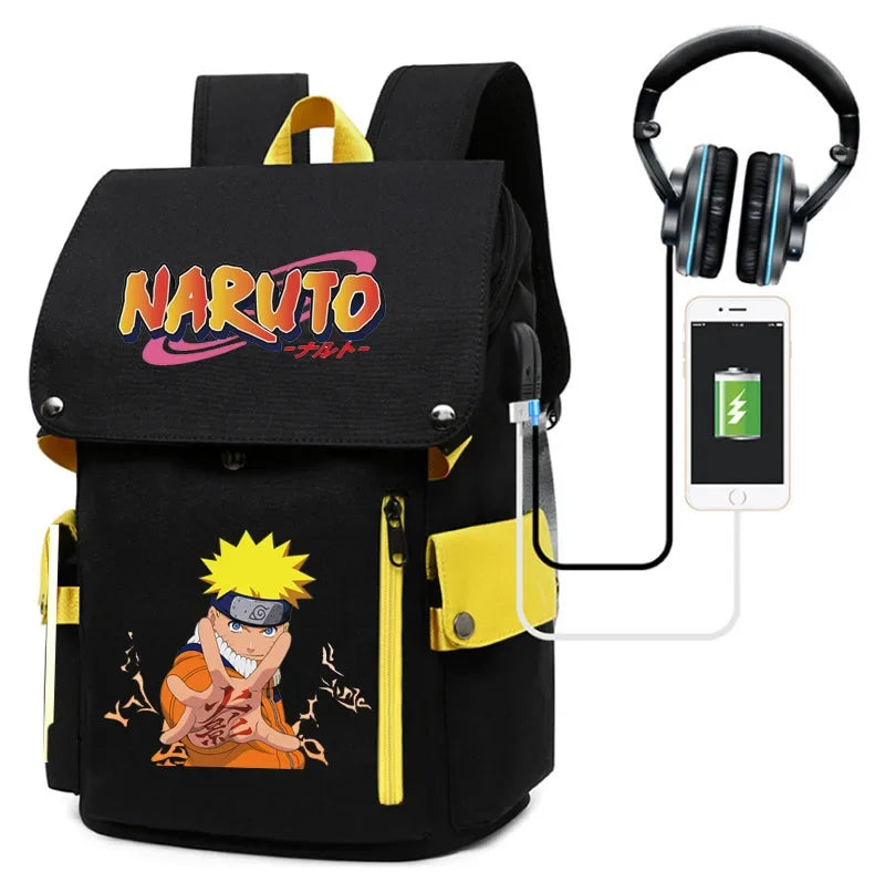 Nauto Anime Sac à dos d'école de grande capacité, sac à dos de sport, épaule à fermeture éclair éclaircissante, sac d'extérieur, accessoires de mode manga