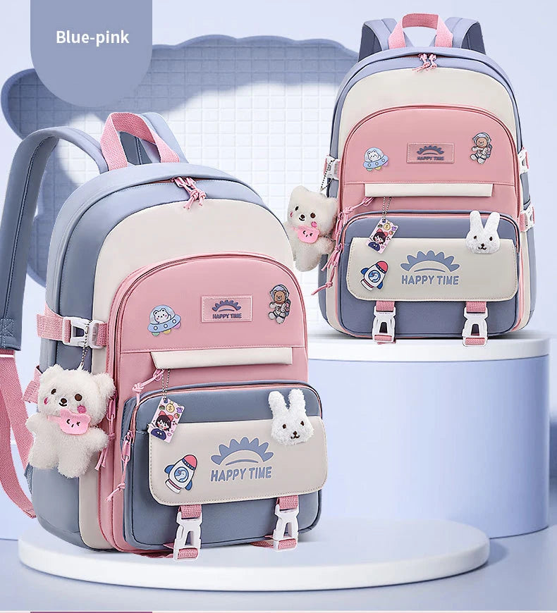 Sac à dos en nylon multi-poches de grande capacité pour femme, sac d'école pour fille, sac à dos pour ordinateur portable, livre, mignon, Ins, junior, lycéen