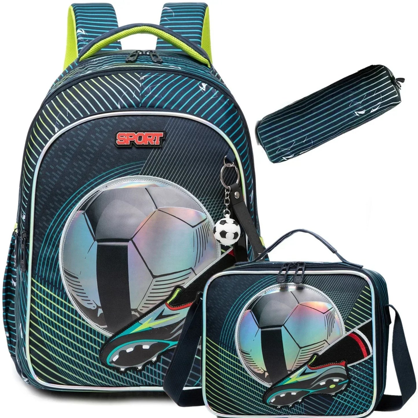 Ensemble de 3 sacs à dos d'école avec sac à déjeuner et étui à stylos