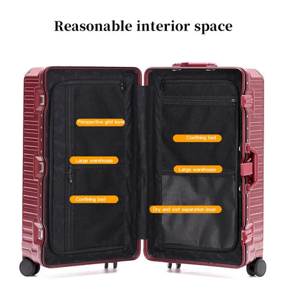 Valise à poignée large valise de voyage hommes 20 24 26 bagage à main femmes PC cadre en aluminium boîtier de chariot, intérieure