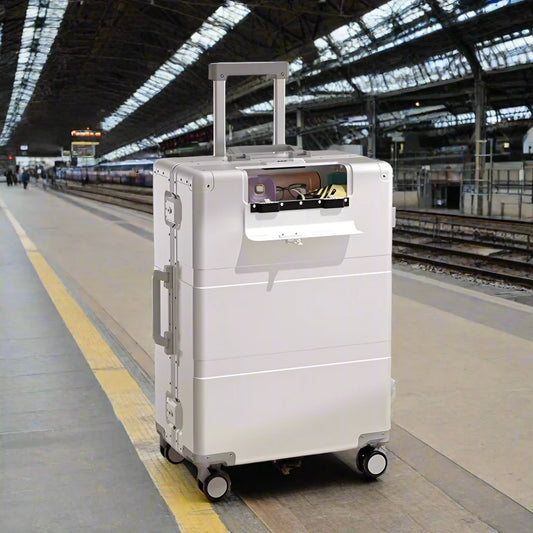 Valise de Voyage en Alliage d'Aluminium-Magnésium 100%, Bagage à Roulettes, 20 Pouces, Cabine à Main, 24/28 pouces