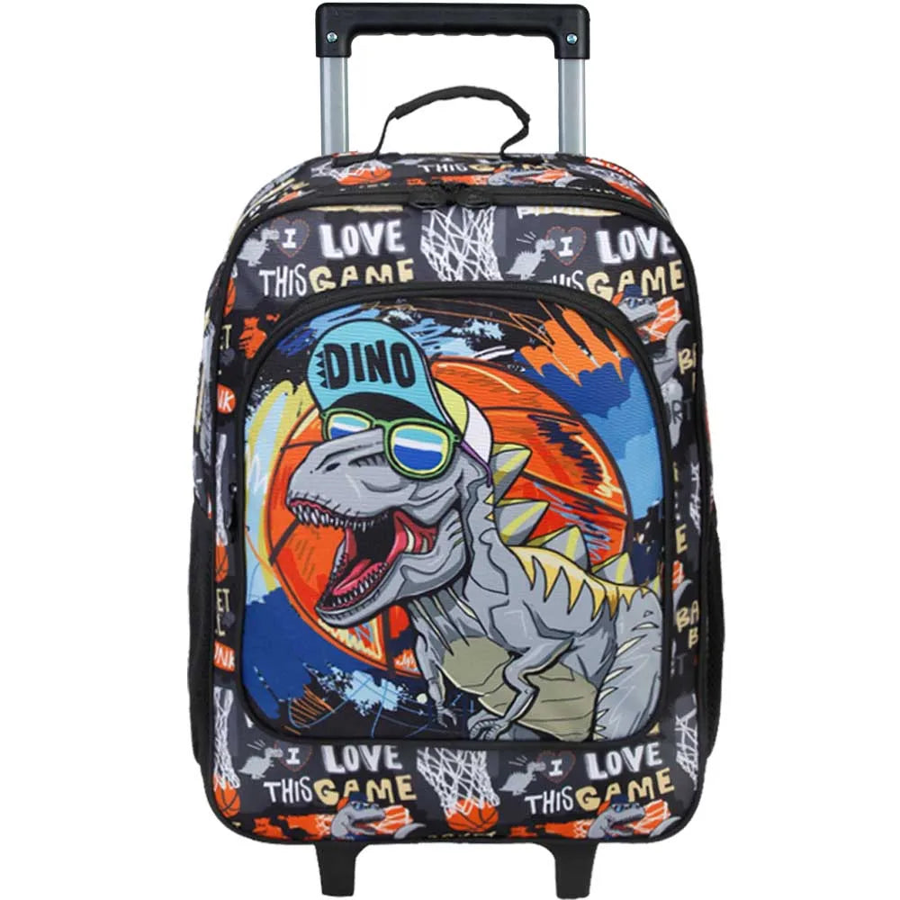 Valise pour enfants garçons, valise mignonne à roulettes dinosaure pour enfants tout-petits