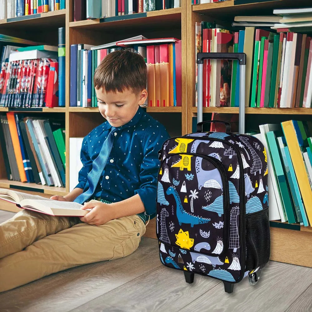 Valise pour enfants garçons, valise mignonne à roulettes dinosaure pour enfants tout-petits