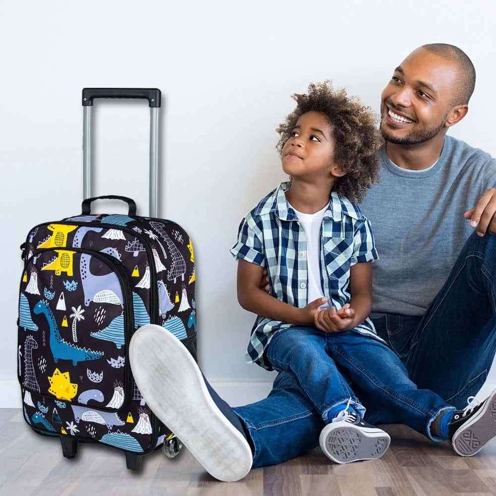 Valise pour enfants garçons, valise mignonne à roulettes dinosaure pour enfants tout-petits