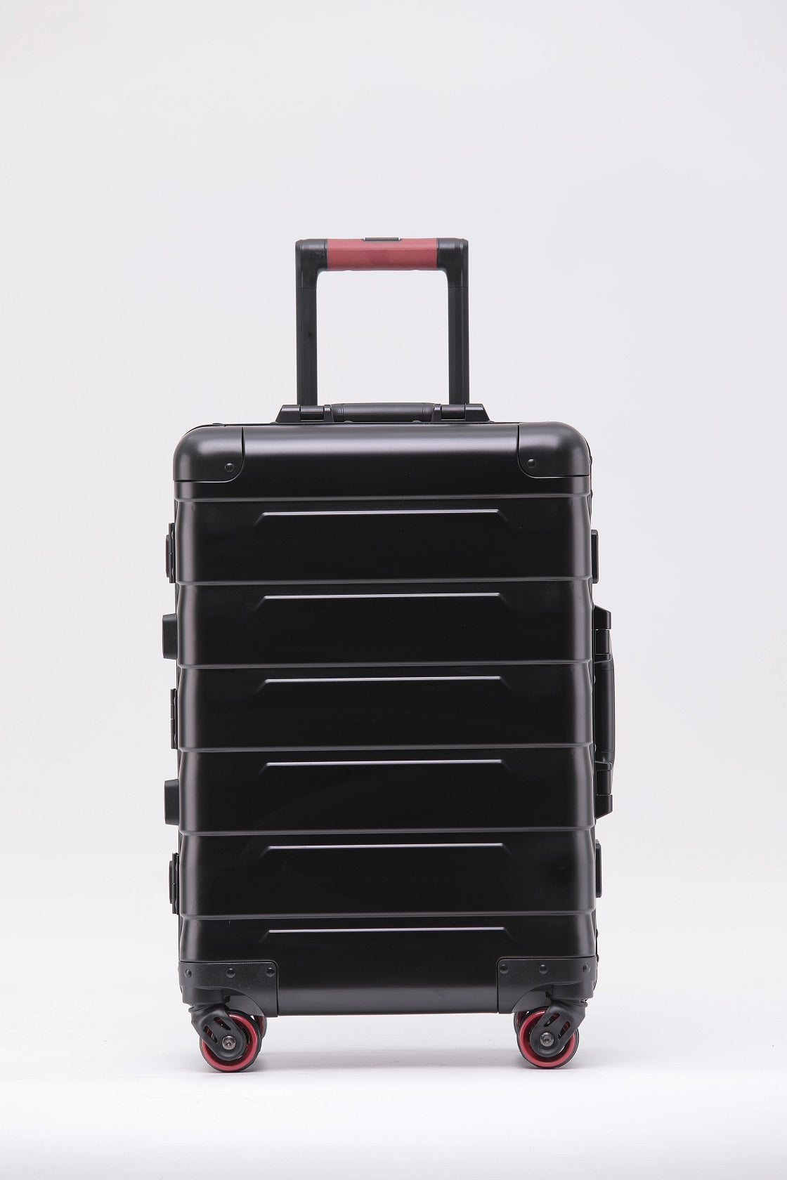 Valise à roulettes en alliage d'aluminium-magnésium, roue tournante, boîte en métal, valise d'embarquement avec mot de passe, noire