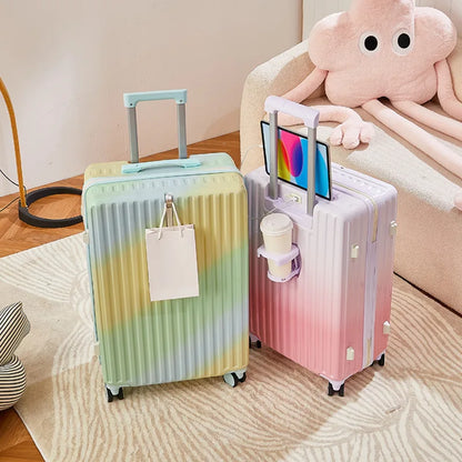 Valise à roulettes multifonctionnelle avec roues muettes, bagage de couleur dégradée, déesse de la mode, 20 a 28 pouces, nouveau