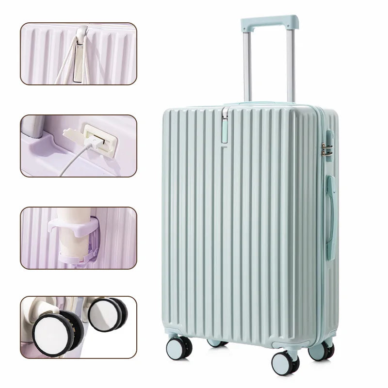 Valise à roulettes multifonctionnelle avec roues muettes, bagage de couleur dégradée, déesse de la mode, 20 a 28 pouces, nouveau