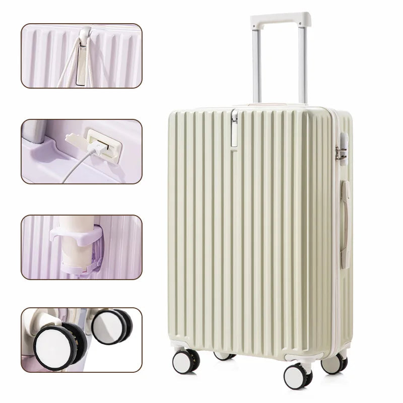Valise à roulettes multifonctionnelle avec roues muettes, bagage de couleur dégradée, déesse de la mode, 20 a 28 pouces, nouveau