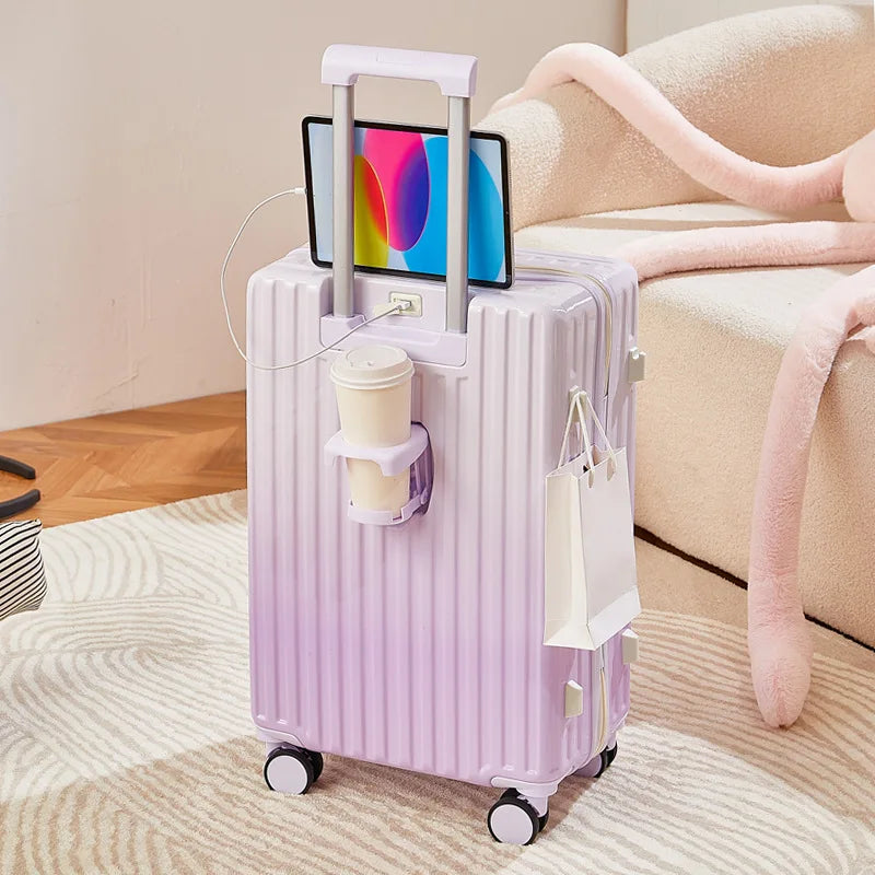 Valise à roulettes multifonctionnelle avec roues muettes, bagage de couleur dégradée, déesse de la mode, 20 a 28 pouces, nouveau