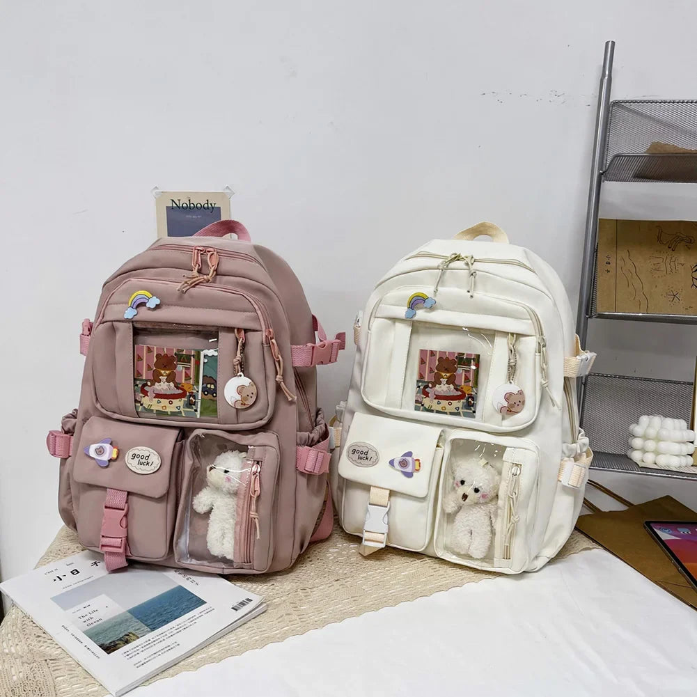 Sac à dos esthétique japonais pour filles, sacs d'école mignons pour étudiants, adolescentes, poches, sac à dos pour ordinateur portable Kawaii pour femmes, Harajuku Mochila
