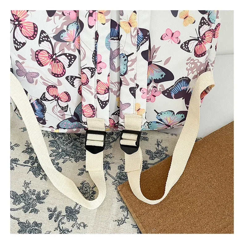 Mode papillon modèle coréen femmes sac à dos étudiant sac à dos pour l'école livre stockage et organisateur de voyage