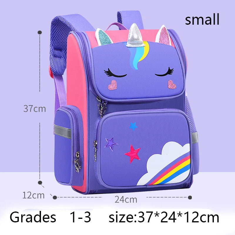 Sac à dos étanche de grande capacité pour enfants, sac d'école imprimé licorne pour adolescents de 2 à 16 ans, sac à dos Kawaii pour enfants, petit