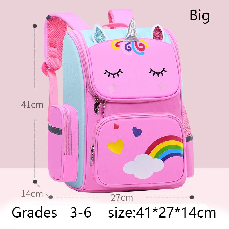 Sac à dos étanche de grande capacité pour enfants, sac d'école imprimé licorne pour adolescents de 2 à 16 ans, sac à dos Kawaii pour enfants, rose, large