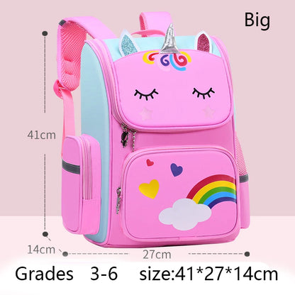 Sac à dos étanche de grande capacité pour enfants, sac d'école imprimé licorne pour adolescents de 2 à 16 ans, sac à dos Kawaii pour enfants, rose, large
