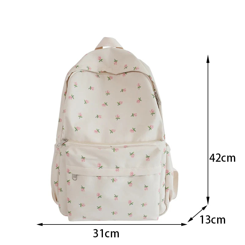  sac à dos à fleurs pour femmes sac à dos en Nylon imperméable adolescent grande capacité étudiant sac d'école sac de voyage, taille