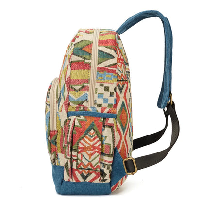 sac à dos en tissu de grande capacité pour femmes, sac d'école de Style bohème, sac de jour de qualité, sac d'école pour filles, bourse Durable, laterale