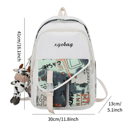 Sac à dos d'école en toile vintage pour filles, sac à livres esthétique avec poches cachées, sac d'université léger pour le sport, la salle de sport