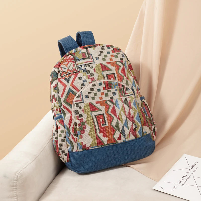 sac à dos en tissu de grande capacité pour femmes, sac d'école de Style bohème, sac de jour de qualité, sac d'école pour filles, bourse Durable