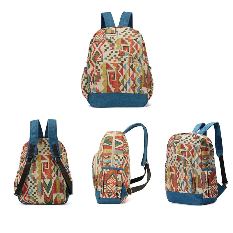 sac à dos en tissu de grande capacité pour femmes, sac d'école de Style bohème, sac de jour de qualité, sac d'école pour filles, bourse Durable