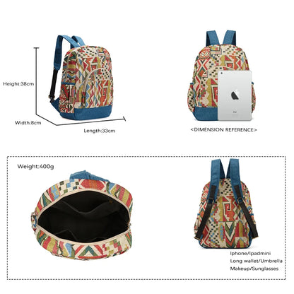 sac à dos en tissu de grande capacité pour femmes, sac d'école de Style bohème, sac de jour de qualité, sac d'école pour filles, bourse Durable