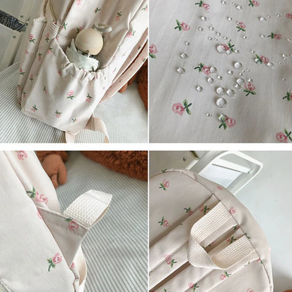  sac à dos à fleurs pour femmes sac à dos en Nylon imperméable adolescent grande capacité étudiant sac d'école sac de voyage