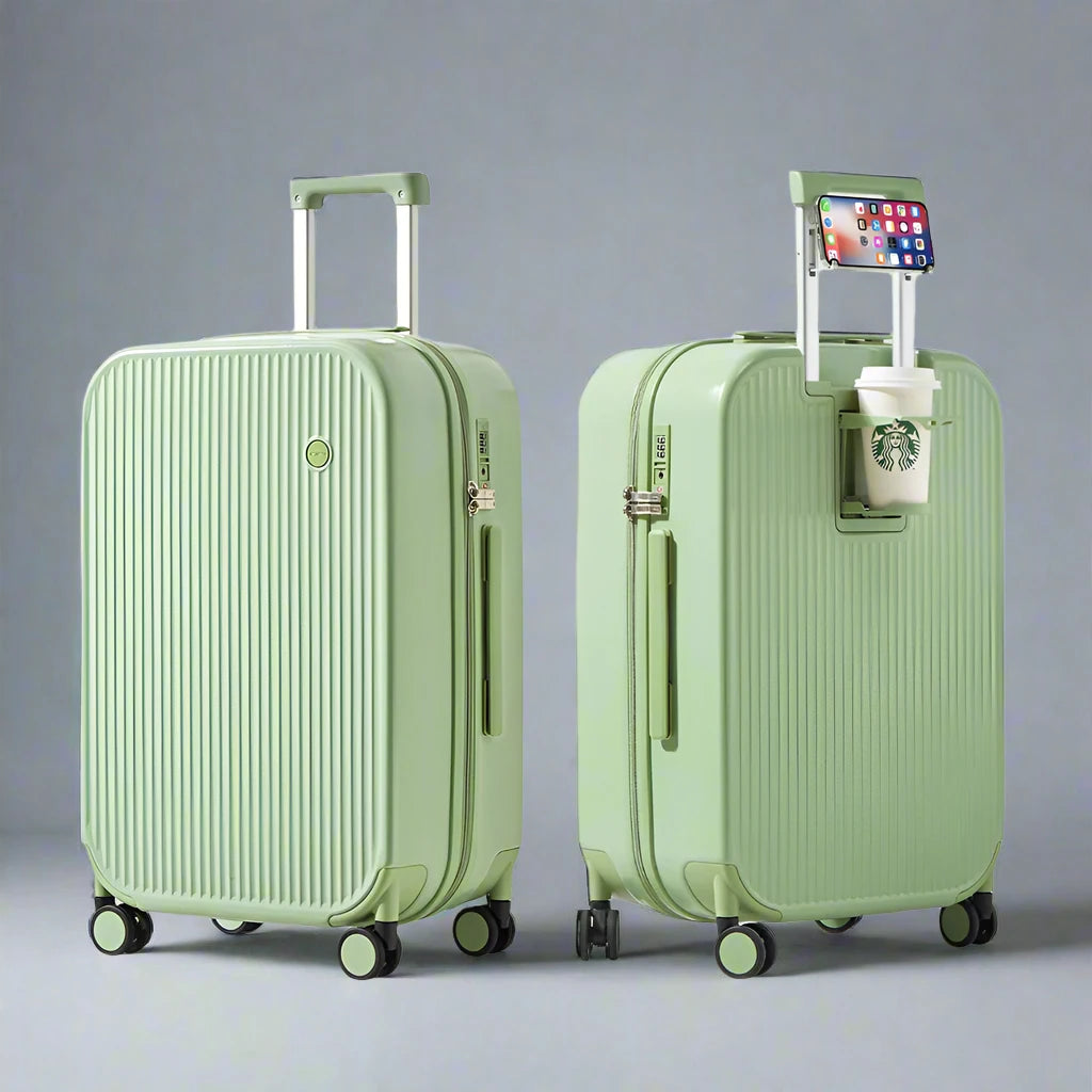 valise de voyage à roulettes avec roues tournantes, 20 ", 24", 26 " vert