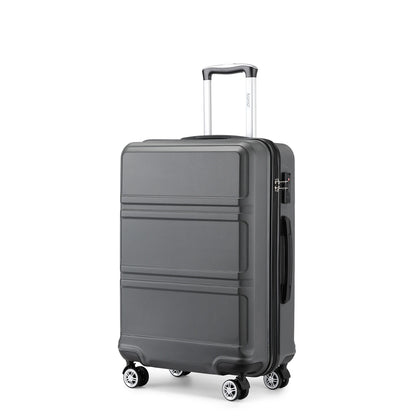 Grande Valise grise Légère, Valise Trolley payée ity L, 4 Roues Jumelles, Serrure TSA, Matériau ABS