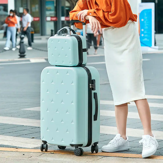 Rolling travel suitcase, cabin cosmetic luggage for women on mute wheels